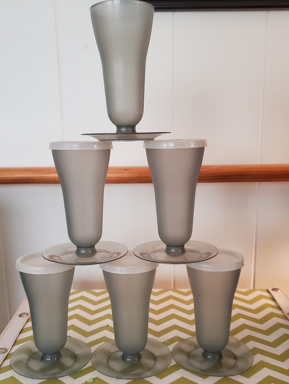 Vintage Tupperware Smoke Gray Parfait Dessert Cups